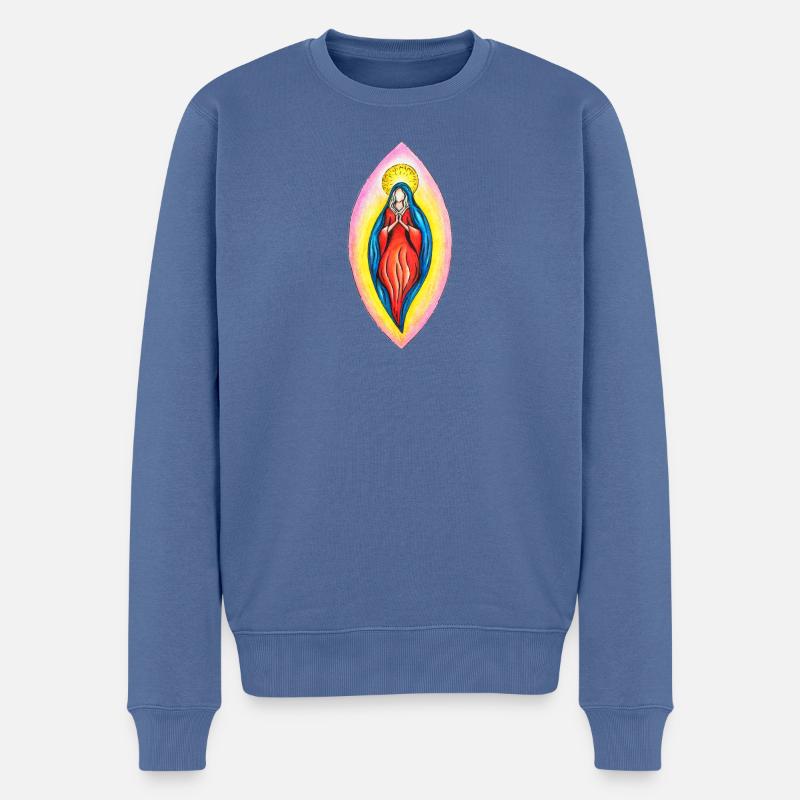 Vulva Maria - Männer Premium Bio Pullover - Taubenblau