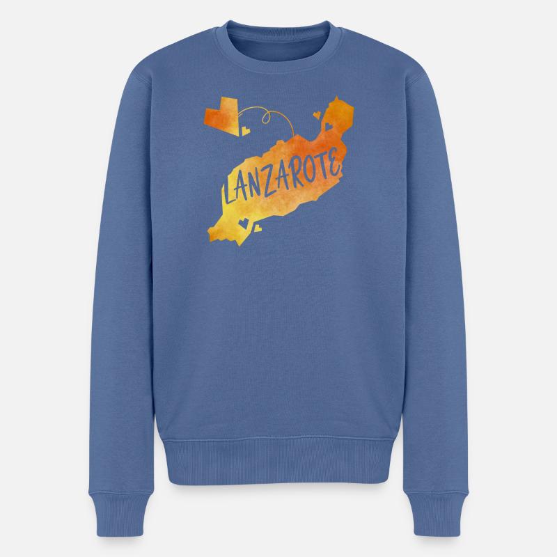 Lanzarote - Männer Premium Bio Pullover - Taubenblau