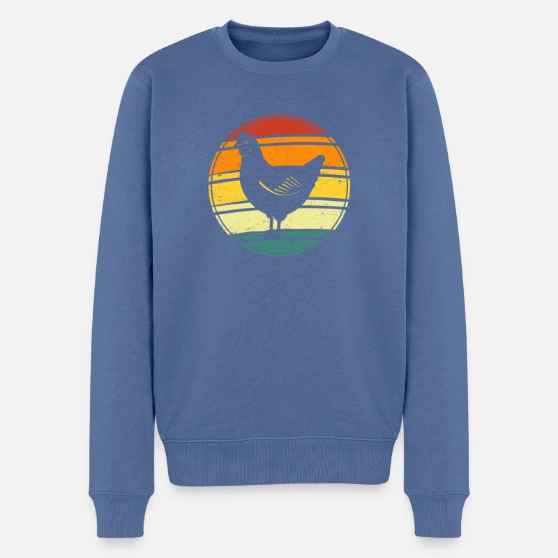 Hahn Huhn Henne - Männer Premium Bio Pullover - Taubenblau