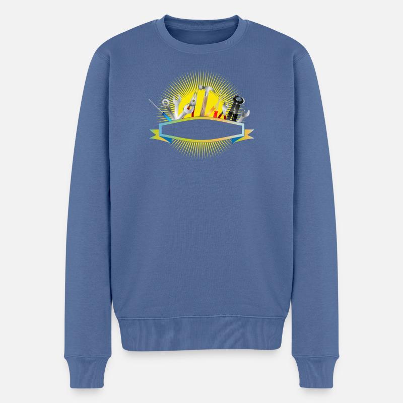 strahlendes Banner und Werkzeuge - Männer Premium Bio Pullover - Taubenblau