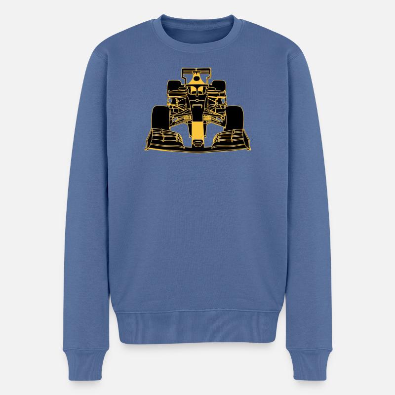Rennwagen gelb - Männer Premium Bio Pullover - Taubenblau
