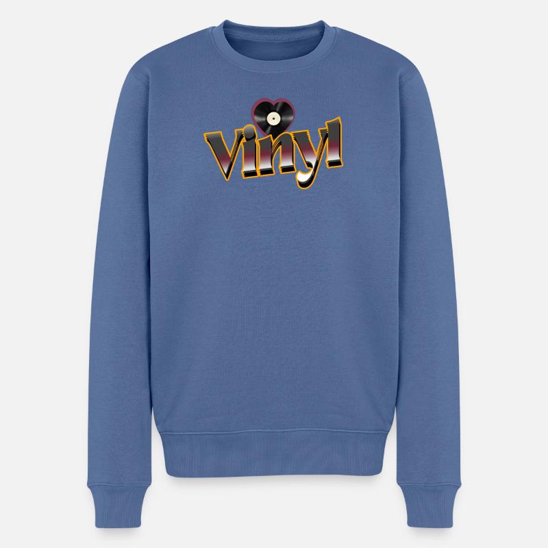 Vinyle Love - Pull Premium bio Homme - bleu pigeon