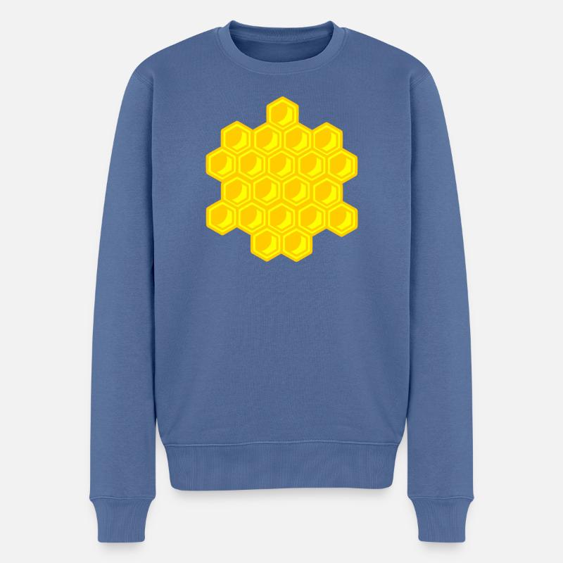 Wabe - Männer Premium Bio Pullover - Taubenblau