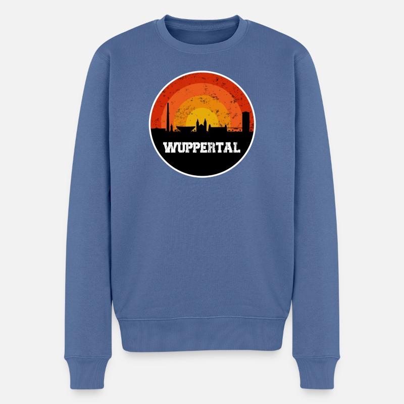 Wuppertal Skyline (Lights out) - Männer Premium Bio Pullover - Taubenblau