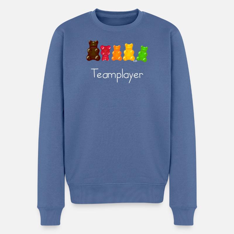 Teamplayer - Männer Premium Bio Pullover - Taubenblau