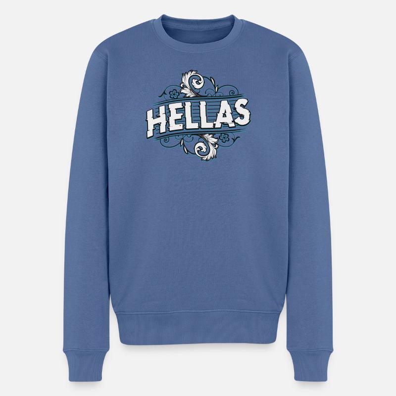 Hellas - Grèce - Ἑλλάς Hellás - Pull Premium bio Homme - bleu pigeon