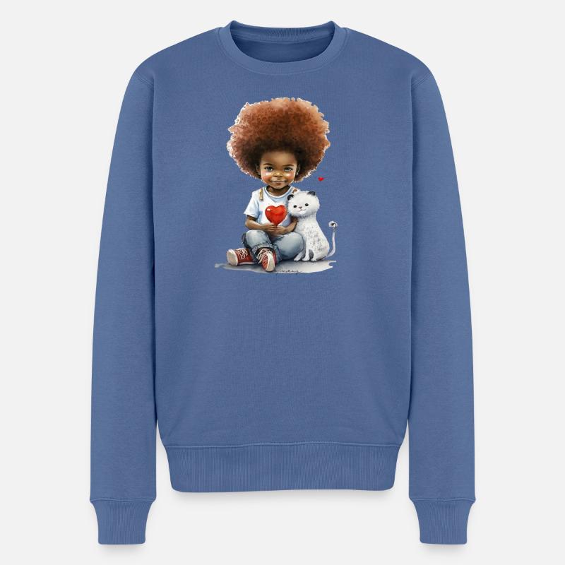 Herzenskind mit Plüschelefant - Männer Premium Bio Pullover - Taubenblau