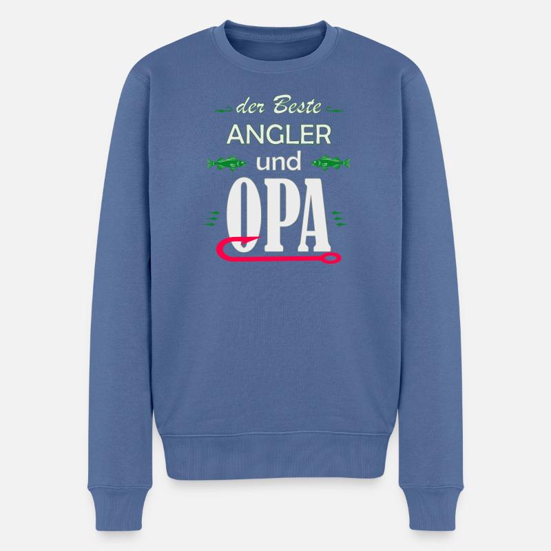 Der beste Angler und Opa - Männer Premium Bio Pullover - Taubenblau