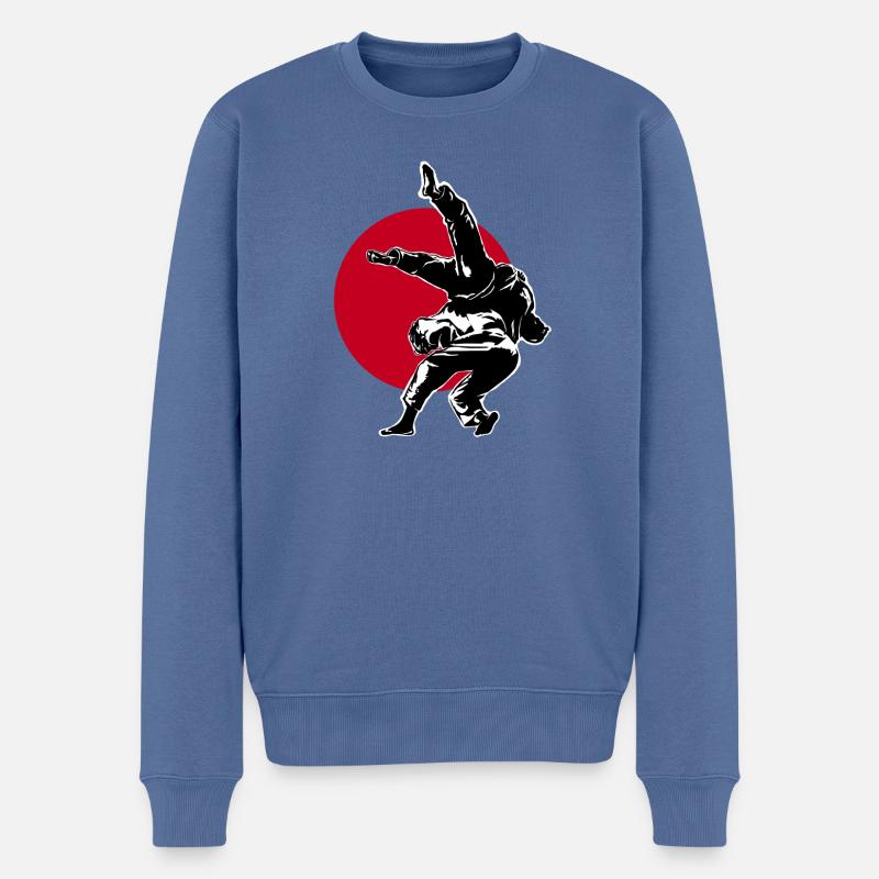 judo koshi guruma back view PNG - Männer Premium Bio Pullover - Taubenblau