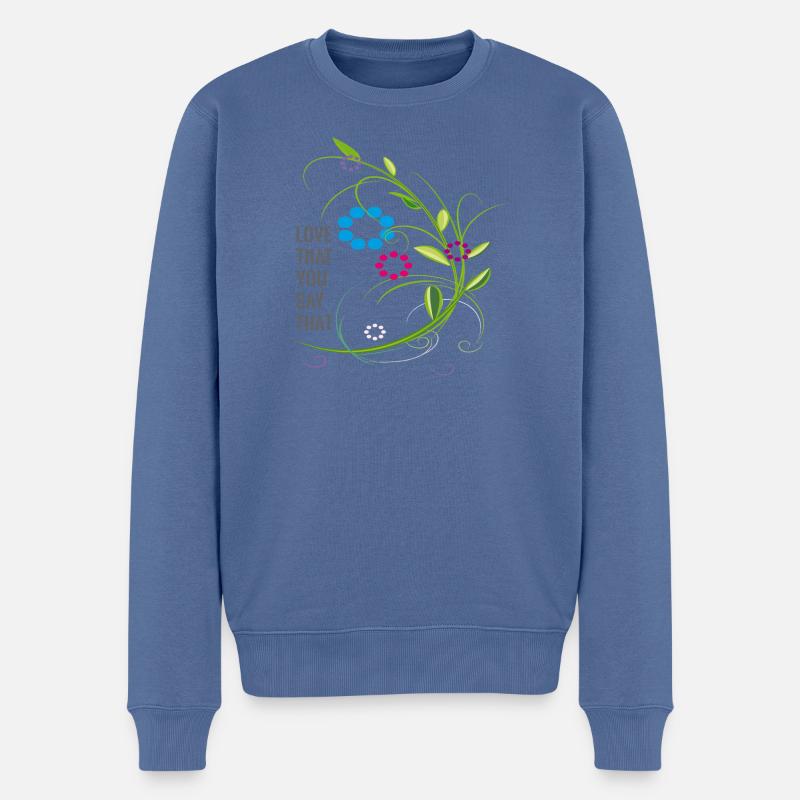 amour vrilles de fleurs d’amour - Pull Premium bio Homme - bleu pigeon