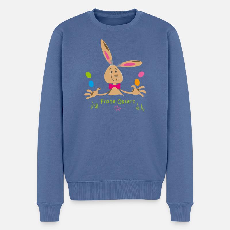 frohe Ostern - Männer Premium Bio Pullover - Taubenblau
