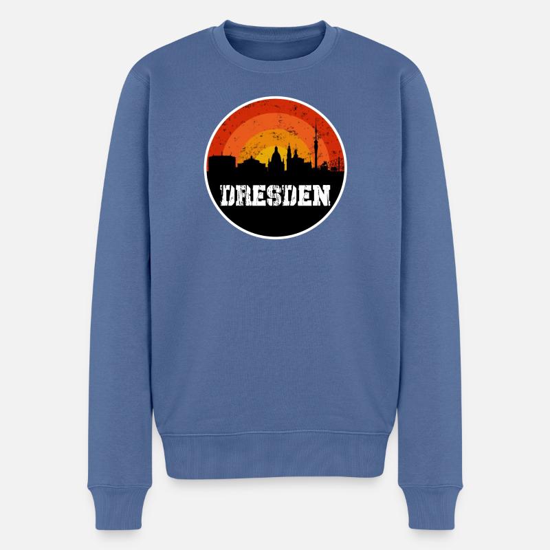 Dresden Skyline - Männer Premium Bio Pullover - Taubenblau