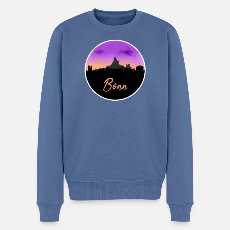 Bonn Fine Skyline - Männer Premium Bio Pullover - Taubenblau
