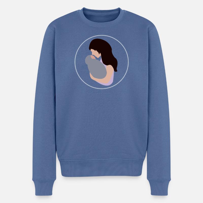 Mutter und Kind - Männer Premium Bio Pullover - Taubenblau