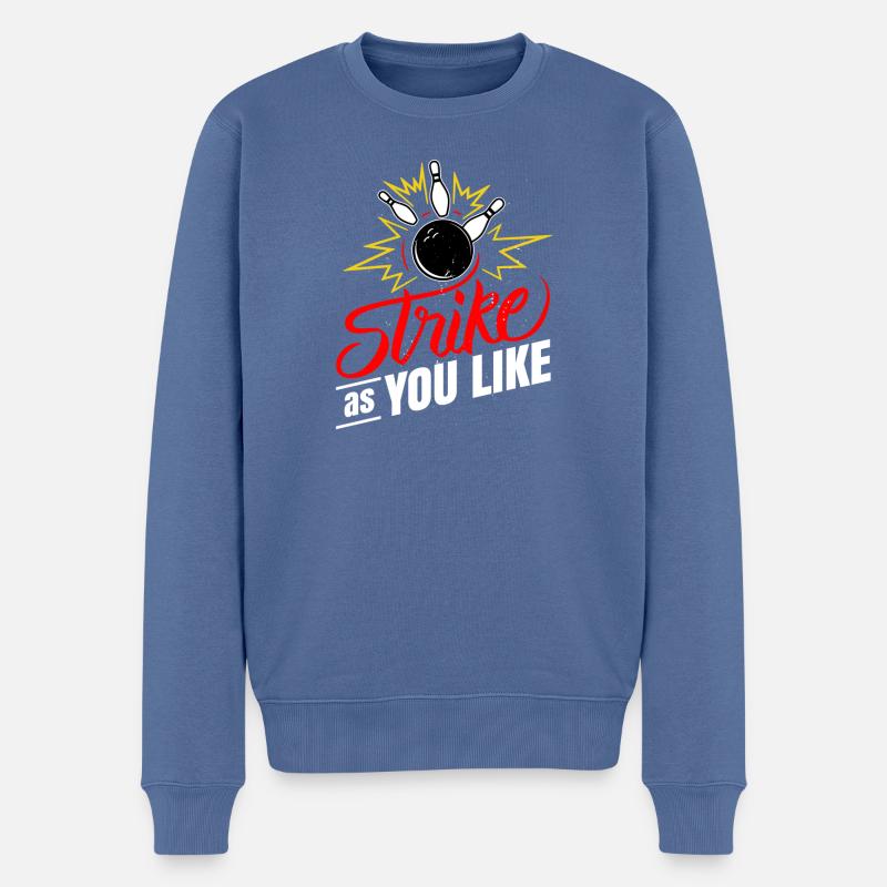 Strike as You Like Bowling Bowlingkugel Tenpin - Männer Premium Bio Pullover - Taubenblau