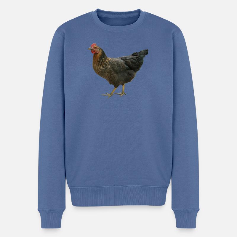 schwarzes Huhn - Männer Premium Bio Pullover - Taubenblau