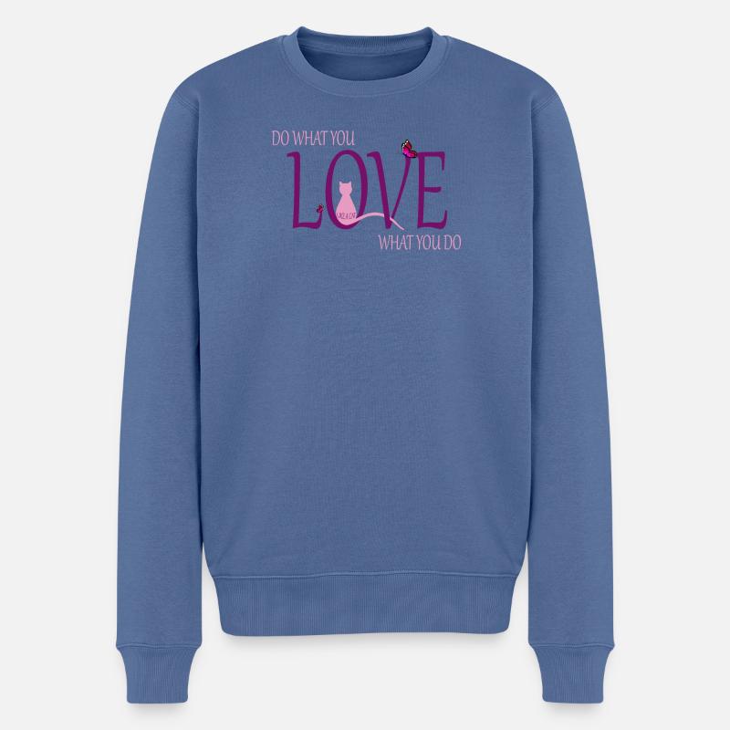 do what you love - Männer Premium Bio Pullover - Taubenblau
