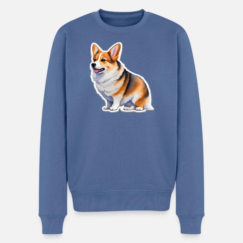 Welsh Corgi - Männer Premium Bio Pullover - Taubenblau