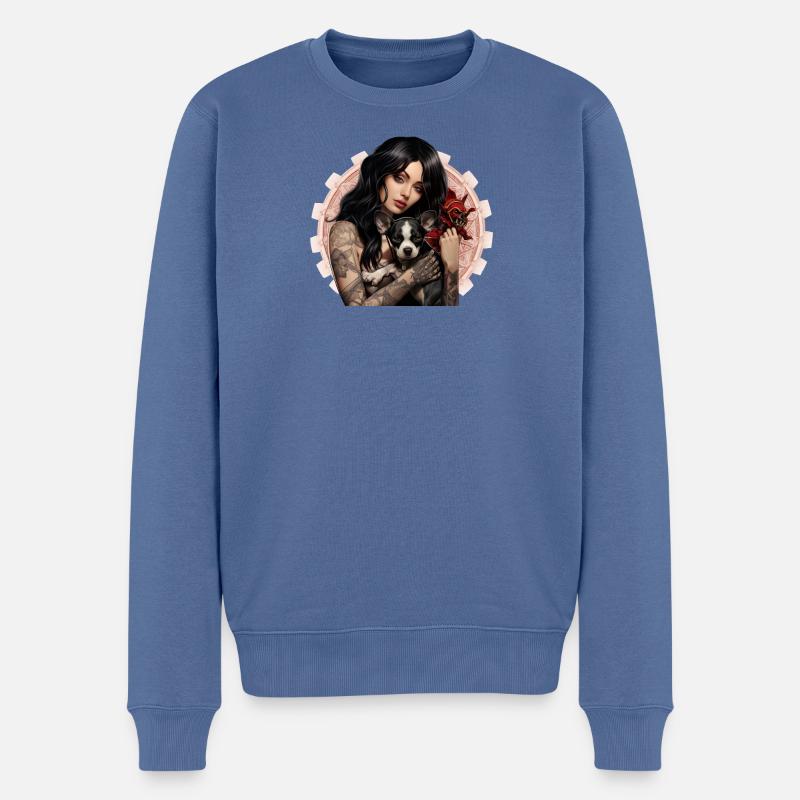 Schwarzträger Dunkelromantiker Schwarzer Gothic - Männer Premium Bio Pullover - Taubenblau