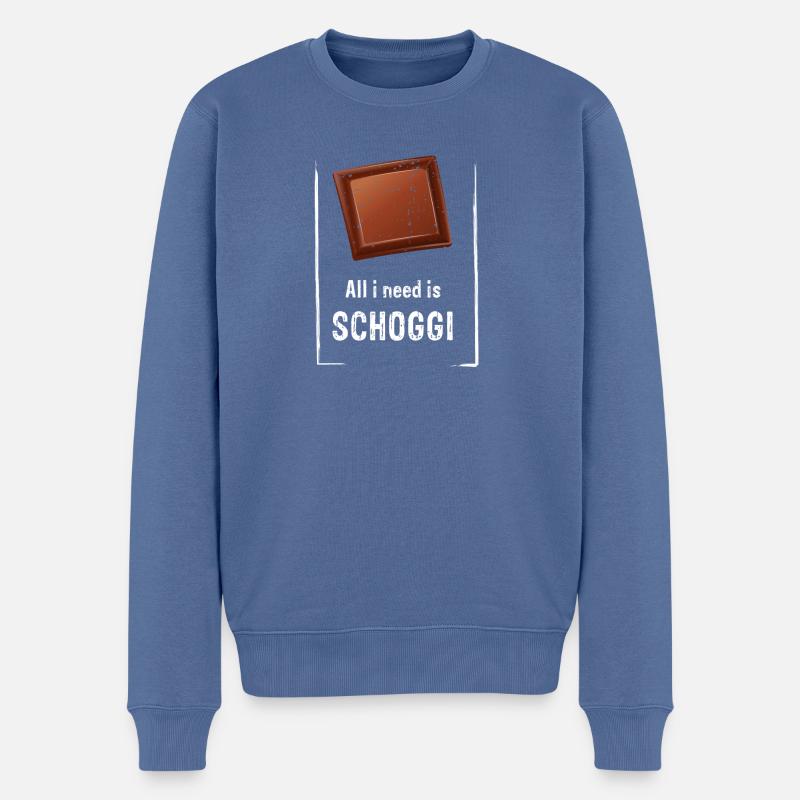 ALL I NEED IS Schoggi (Switzerland) - Männer Premium Bio Pullover - Taubenblau