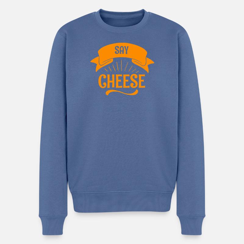 Say Cheese Orange Banner - Männer Premium Bio Pullover - Taubenblau