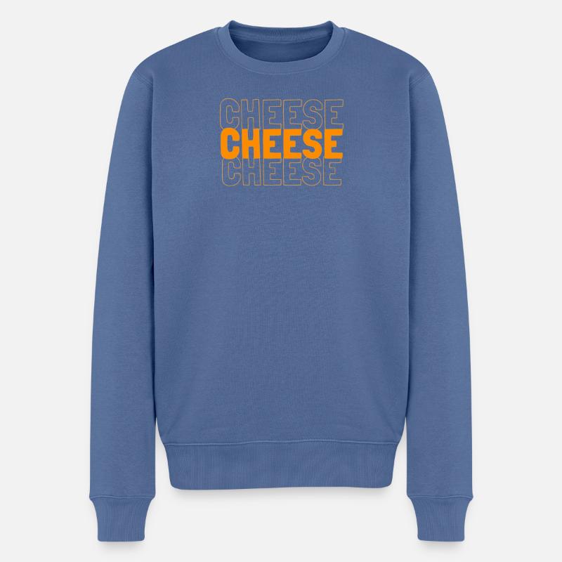 Käse Schriftzug Muster - Männer Premium Bio Pullover - Taubenblau
