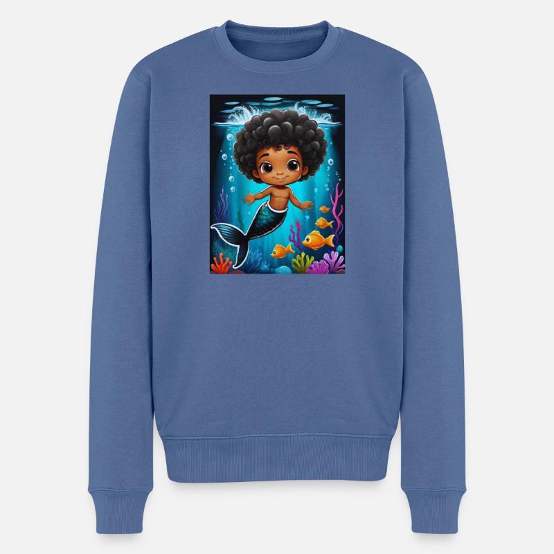 Zauberhafte Meerjungfrau Illustration - Männer Premium Bio Pullover - Taubenblau