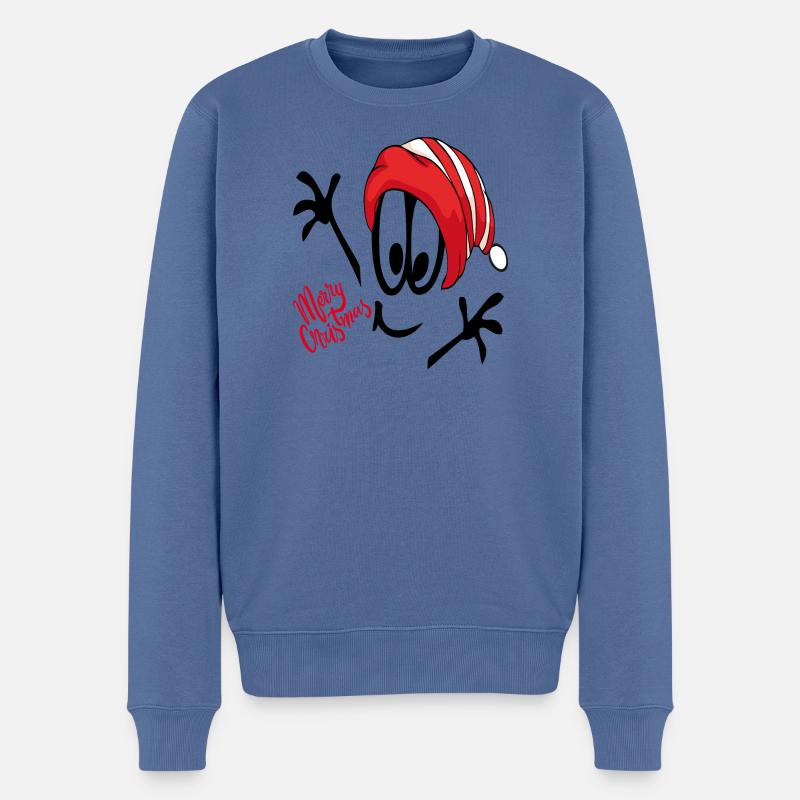 Weihnachtsmann Merry Christmas Comic - Männer Premium Bio Pullover - Taubenblau