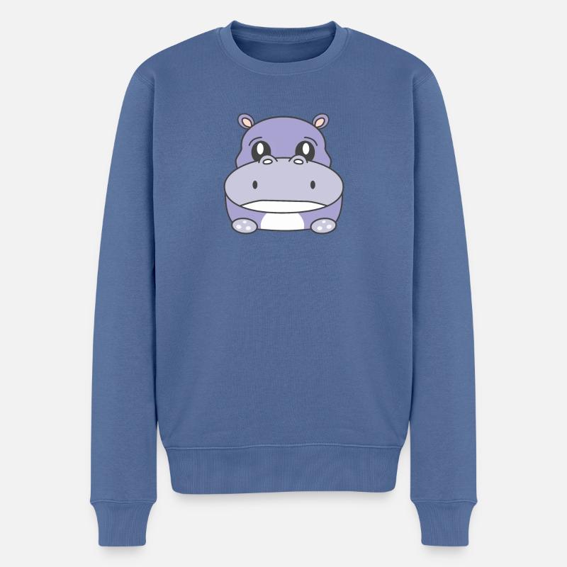 Hippo Triste - Pull Premium bio Homme - bleu pigeon