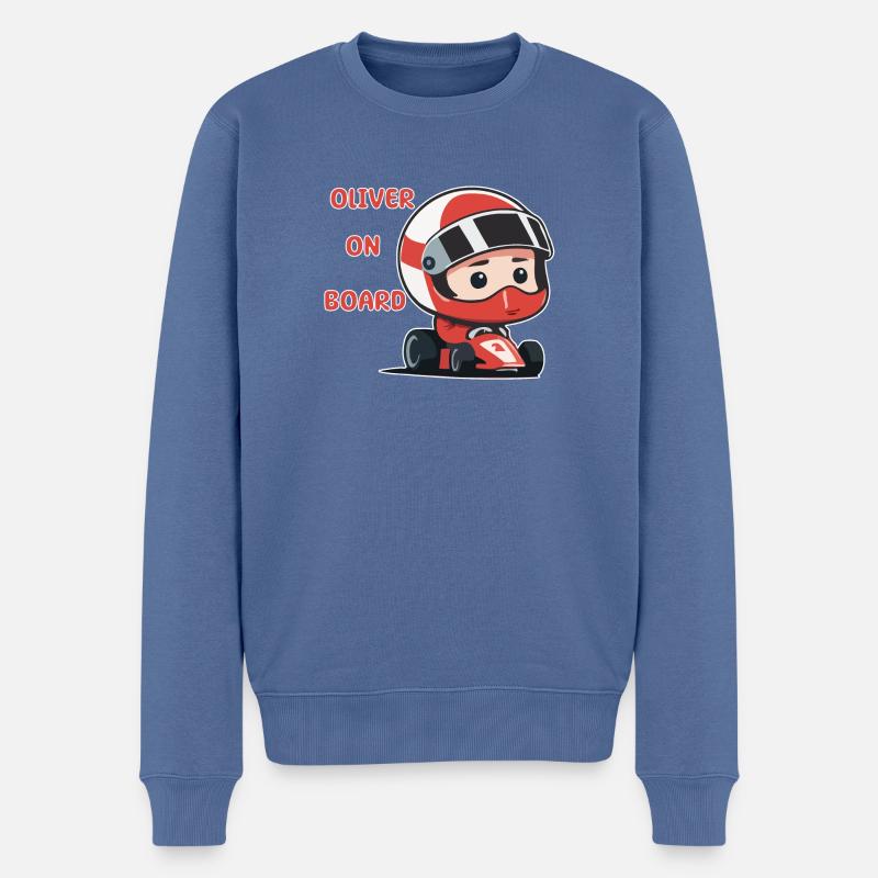 Oliver à bord - Pull Premium bio Homme - bleu pigeon