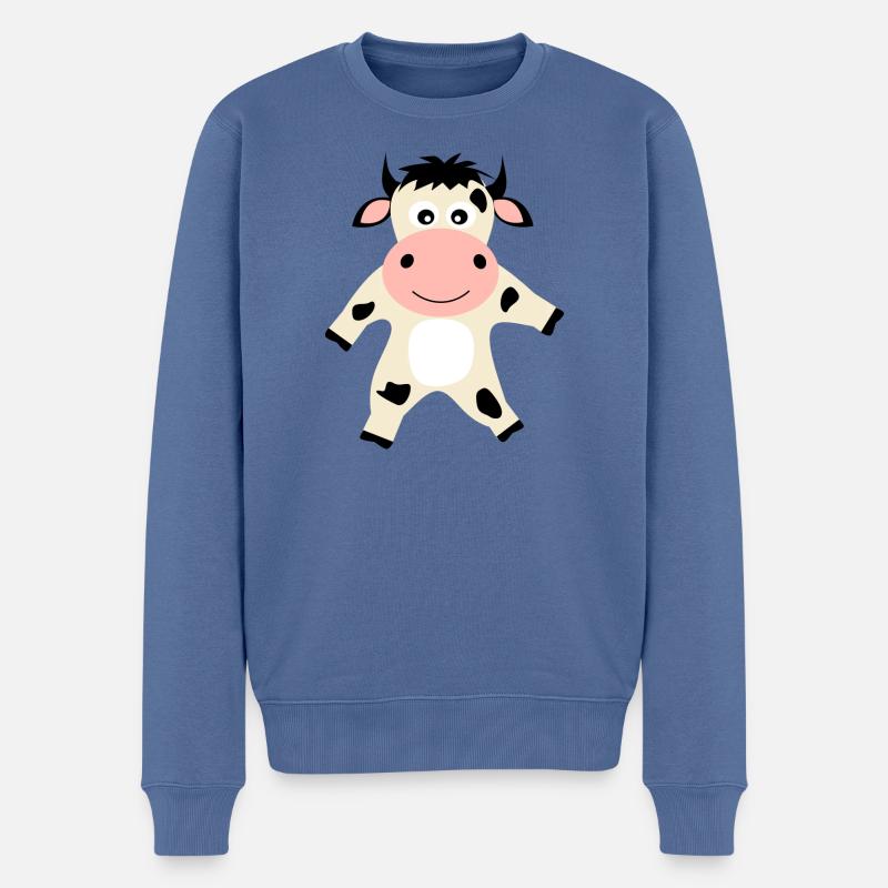 Kuh - Männer Premium Bio Pullover - Taubenblau