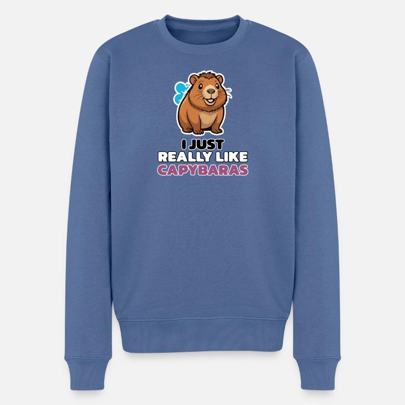 I JUST REALLY LIKE CAPYBARAS - Männer Premium Bio Pullover - Taubenblau