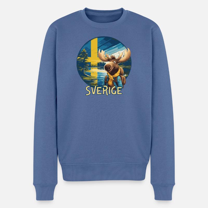 Sverige - Sweden - Schweden - Elch - Moose - Älg - Männer Premium Bio Pullover - Taubenblau