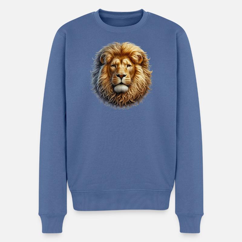 Lion - Pull Premium bio Homme - bleu pigeon