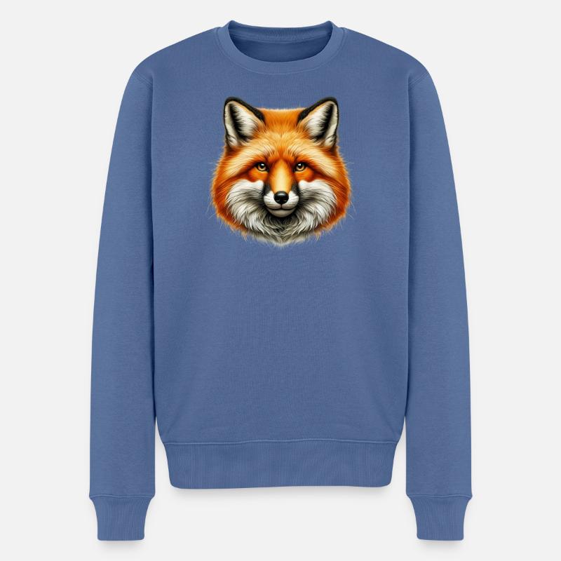 Fuchs - Männer Premium Bio Pullover - Taubenblau