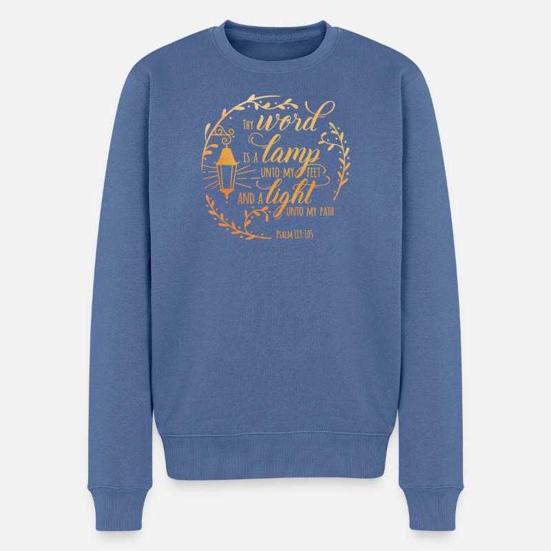 Thy word is a lamp unto my feet - Männer Premium Bio Pullover - Taubenblau