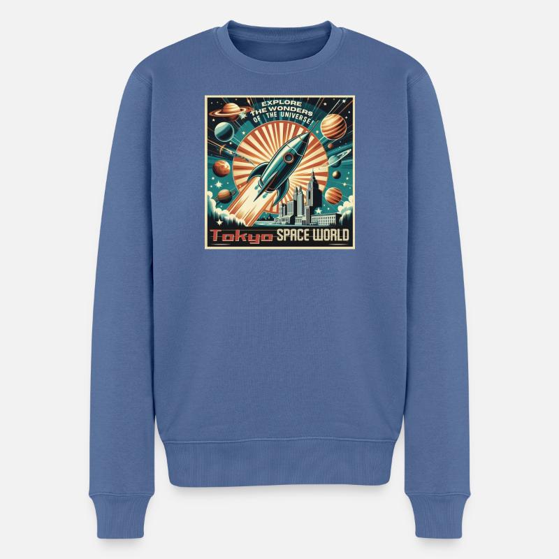 Tokyo Space World - Männer Premium Bio Pullover - Taubenblau