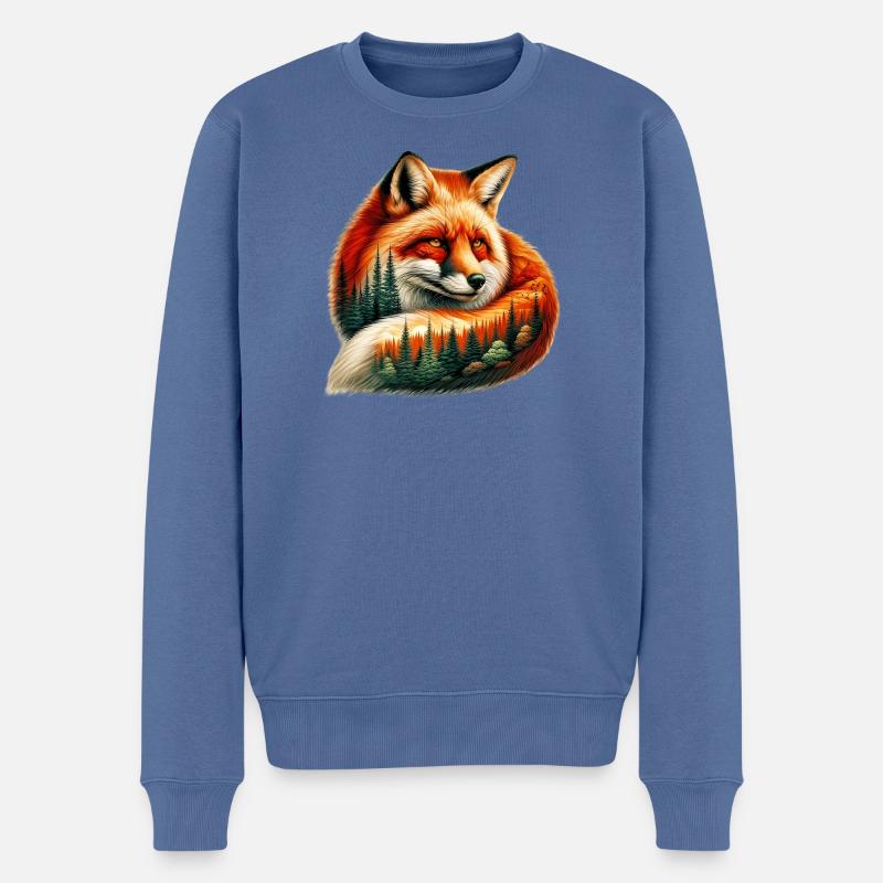 Fuchs - Männer Premium Bio Pullover - Taubenblau