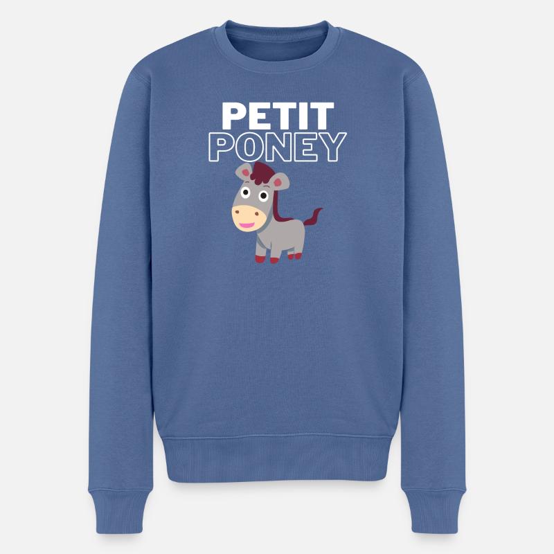 Kleines Pony - Männer Premium Bio Pullover - Taubenblau