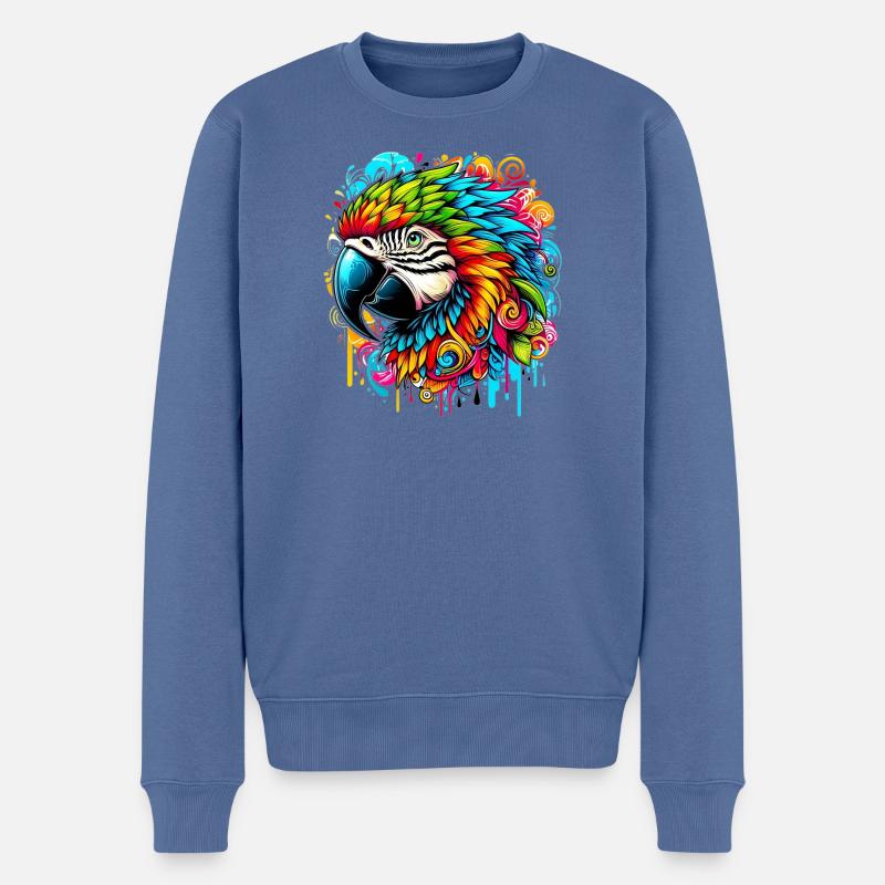 Papagei - Männer Premium Bio Pullover - Taubenblau