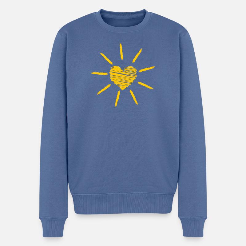 Sonne im Herzen! - Männer Premium Bio Pullover - Taubenblau