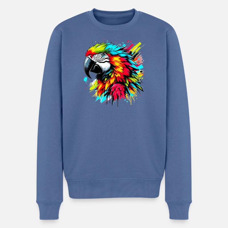 Papagei - Männer Premium Bio Pullover - Taubenblau