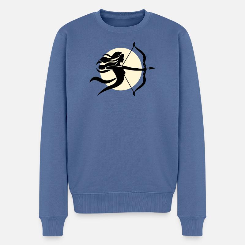 Schütze weiblich - Männer Premium Bio Pullover - Taubenblau