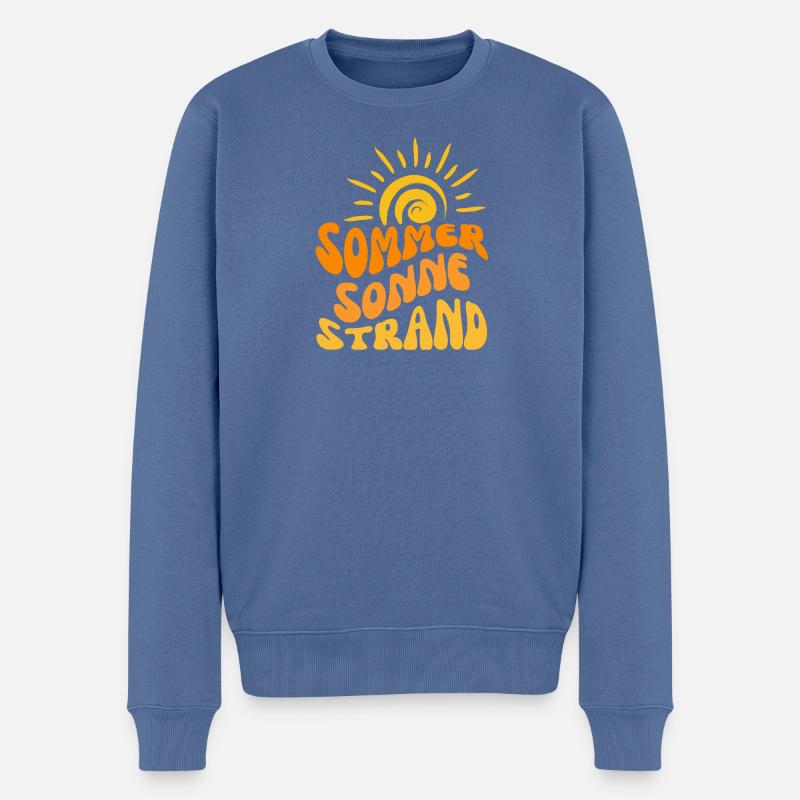 Plage de soleil d’été ondulée - Pull Premium bio Homme - bleu pigeon