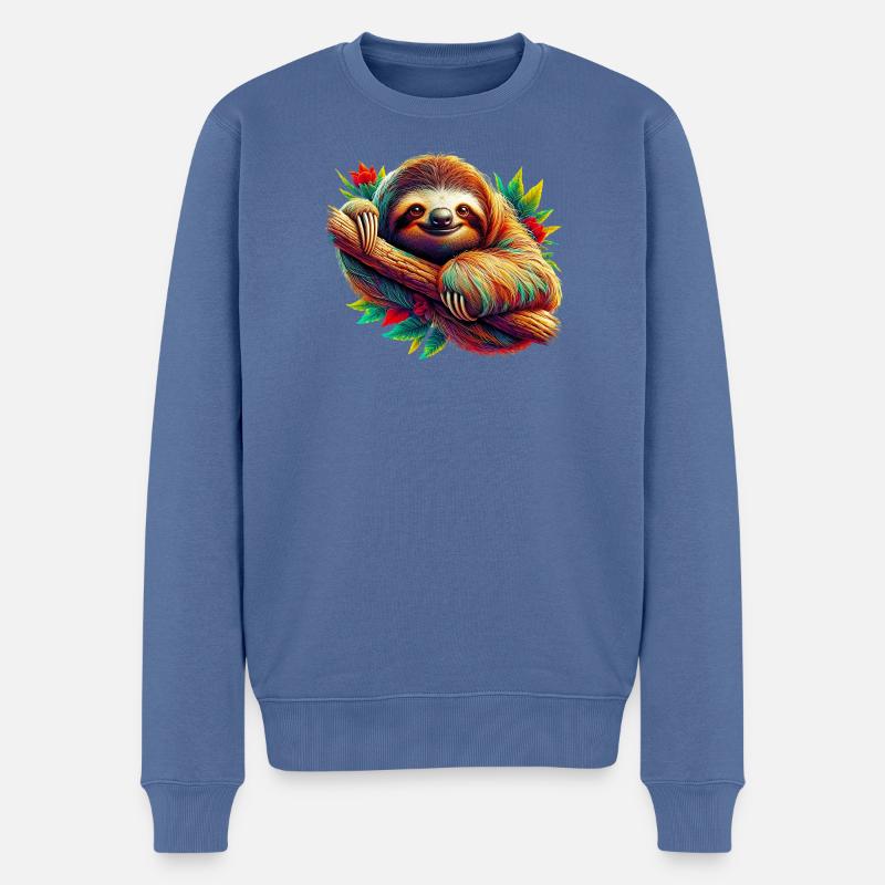 Faultier - Männer Premium Bio Pullover - Taubenblau
