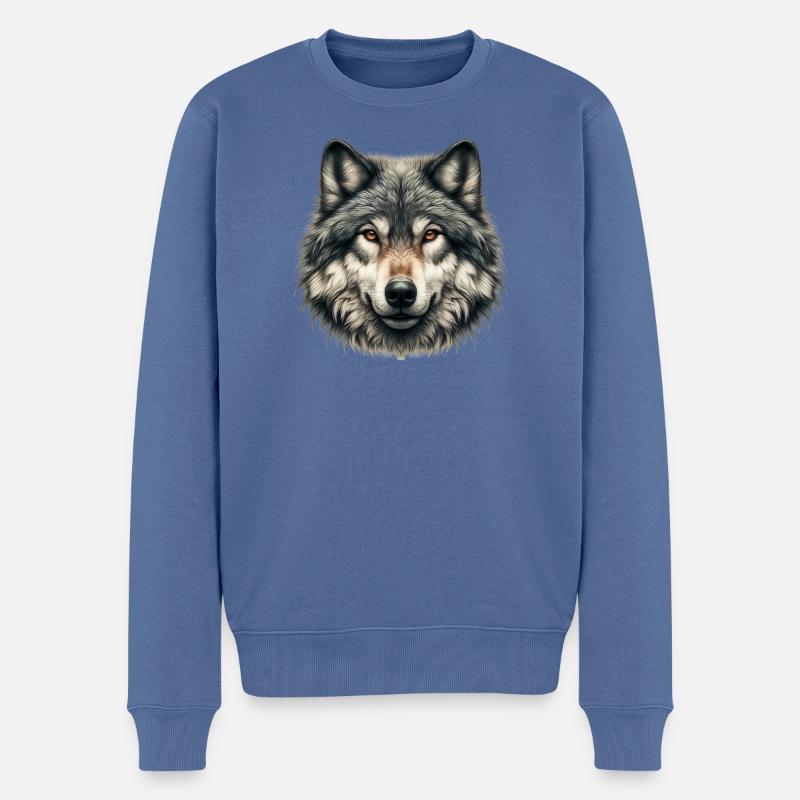 Wolf - Männer Premium Bio Pullover - Taubenblau