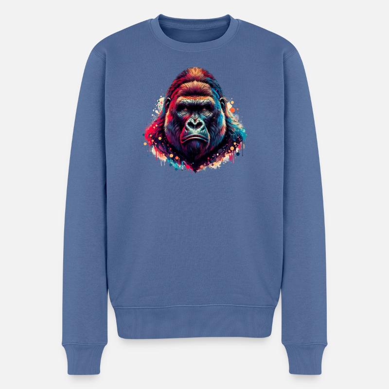 Gorilla - Männer Premium Bio Pullover - Taubenblau