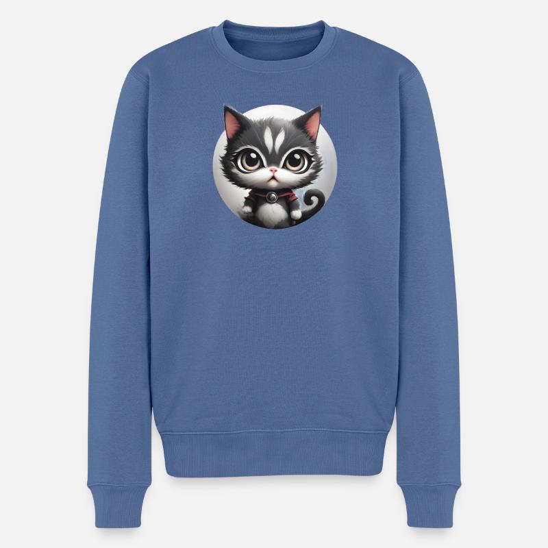 Kätzchen Kreis Plüschkunst - Männer Premium Bio Pullover - Taubenblau