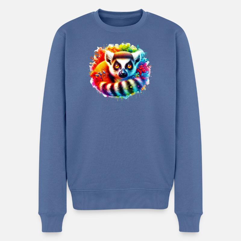 Lemur - Männer Premium Bio Pullover - Taubenblau