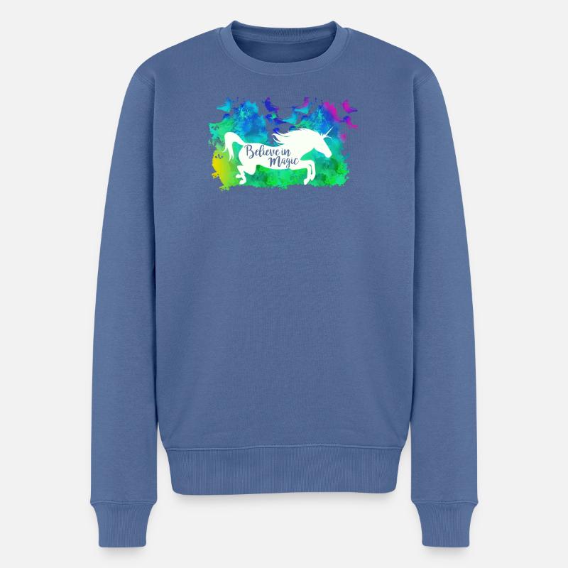 Croire en la magie - Pull Premium bio Homme - bleu pigeon